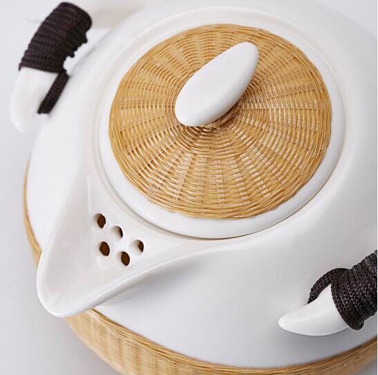 瓷胎竹编茶具整套茶道家用茶杯套件