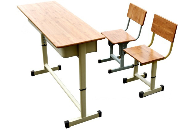 竹制学习桌椅学生单双人课桌套装学习用具 厂家直销