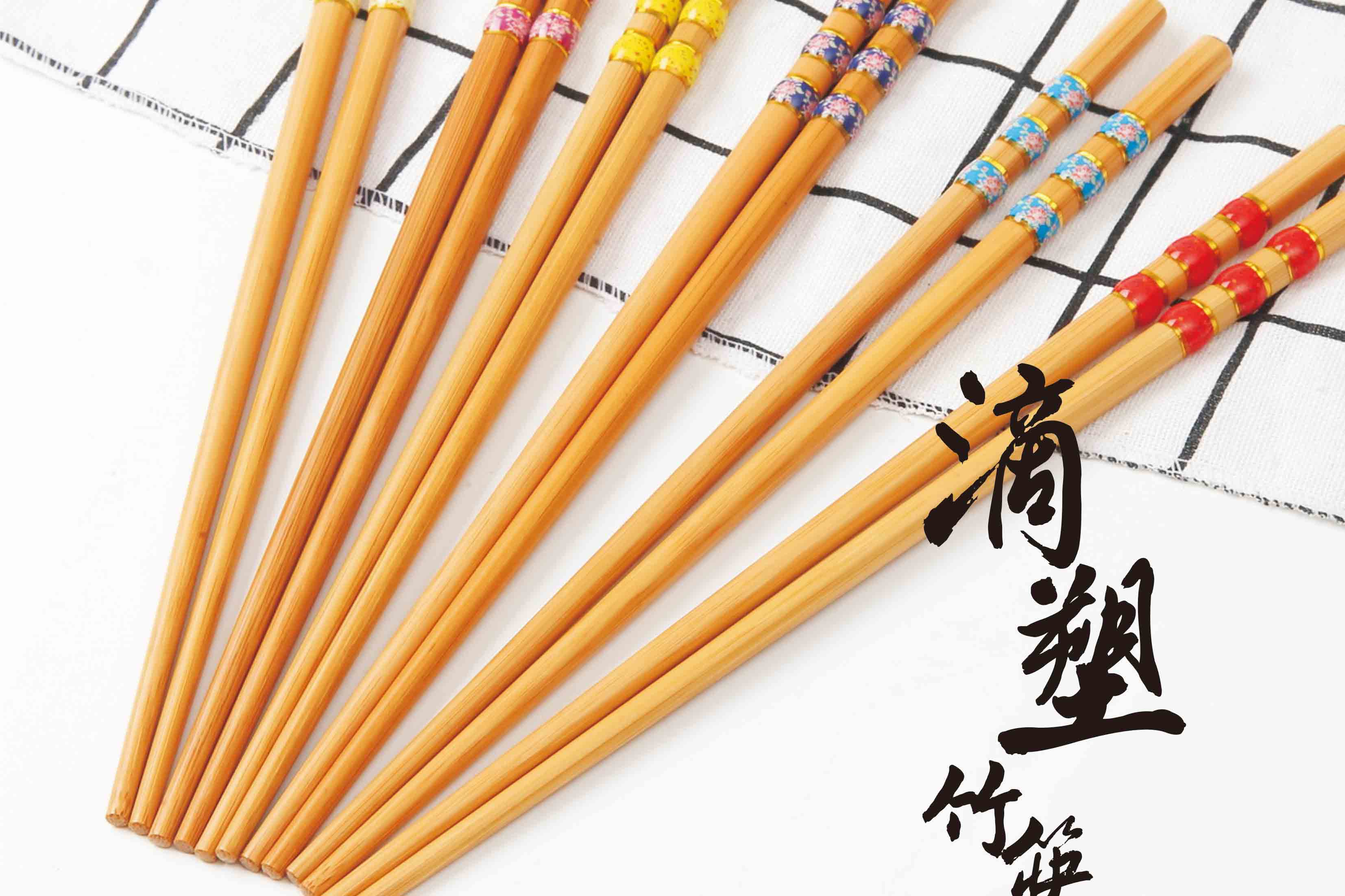 竹制筷子 三环/二环滴塑筷子 日式和风竹质餐具樱花工艺筷